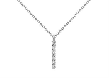 Rhodium Plated CZ Studded Vertical Bar Pendant